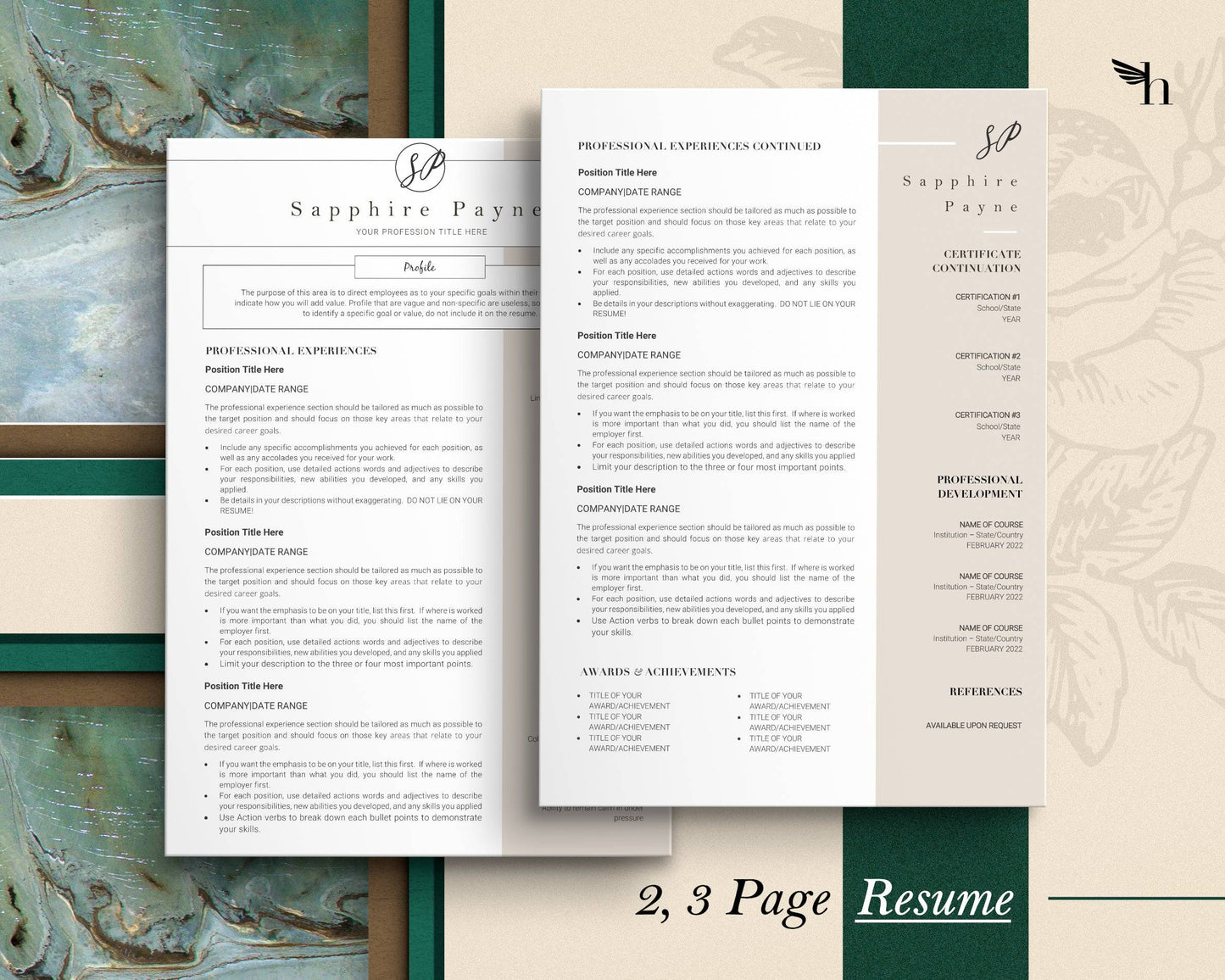 Creative Resume Template with Free Resume Templates - Sapphire - Hired Guardian