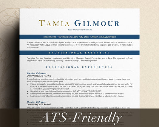 ATS Friendly Resume Template for Google Docs, Word - Tamia - Hired Guardian