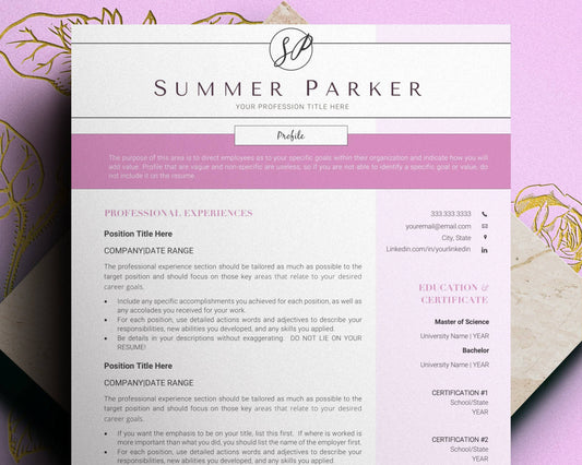 Creative Resume Template Apple Pages in Mac or Word - Summer - Hired Guardian