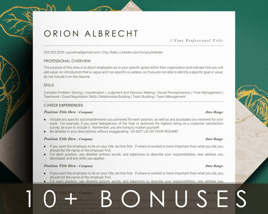 ATS Friendly Resume Template for Google Docs, Word, and Apple Pages - Orion - Hired Guardian