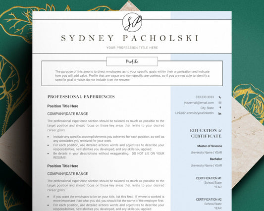 Modern Creative Resume Template - Sydney - Hired Guardian