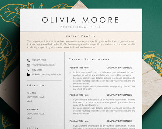 Professional Resume Template in 2022 - "Olivia" - Hired Guardian