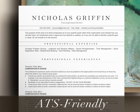 Modern ATS Resume Template for Google Docs, Word, and Apple Pages - Nicholas - Hired Guardian