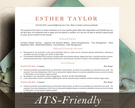 ATS Friendly Resume Template for Google Docs, resume template google docs, Executive ATS Resume, ATS Resume Template, Resume Template Word