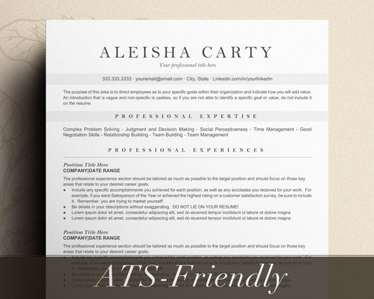ATS Resume Template for google docs, Microsoft WORD & Pages, Resume Template, Cover Letter and References, Resume Template, CV Templates