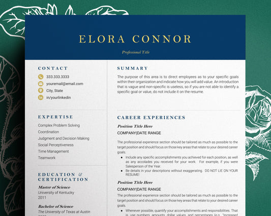 Google Docs, Pages, Word Resume Template, Professional Resume template, Modern CV template, Google docs Resume Template, Modern CV Template