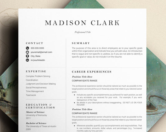 Resume and Cover letter Template, Resume Template Word, Clean and Professional Resume Template, lebenslauf vorlage, Office Manager Resume