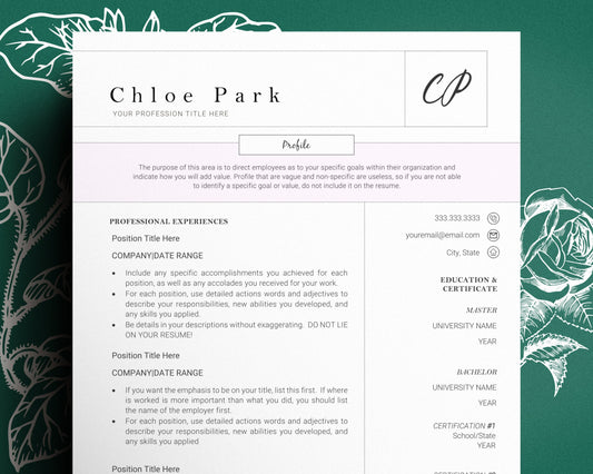 Modern Resume Template for Project Manager, Project Manager CV Template for Word, Resume and Cover letter Template, Student Nurse Resume
