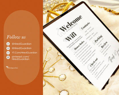 1 Page Airbnb Welcome Poster Template, Wifi Password Sign Printable, Vacation Rental, Airbnb Host Template, Airbnb Sign, Airbnb Welcome Sign