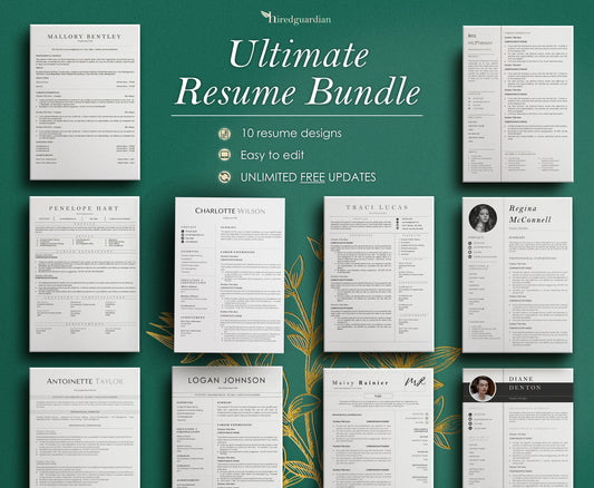 10 Resume Template Google Docs, MS Word, and Apple Pages, Modern Resume Template Bundle,Creative Resume Template, Minimalist Resume Template