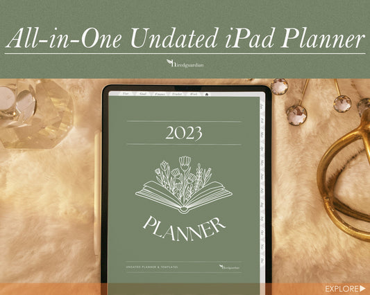 2023, 2024, All in One Yearly Undated iPad Planner by HiredGuardian, Goodnotes planner, notability planner, Digital journal, digital planner