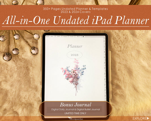 2023, 2024, All in One Yearly Undated iPad Planner by HiredGuardian, Goodnotes planner, notability planner, Digital journal, digital planner