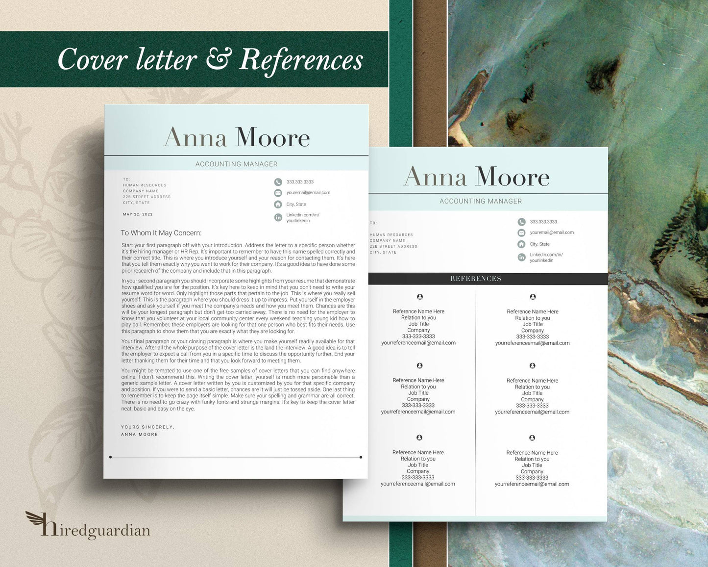 Modern Professional Resume Template - "Anna" - Hired Guardian