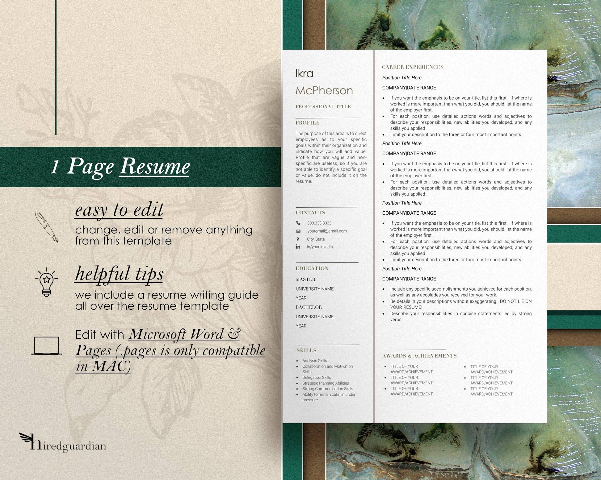 Resume Template - Ikra - Hired Guardian