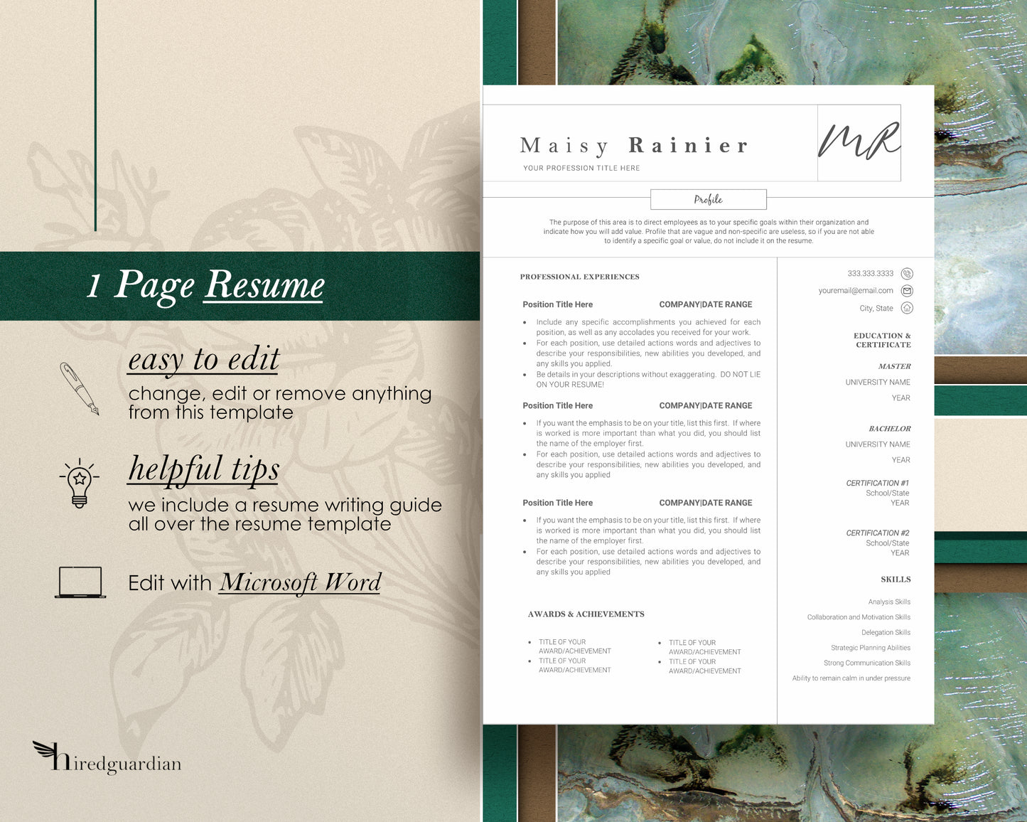 Resume Template with Free Resume Templates - Chloe - Hired Guardian