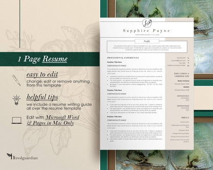 Creative Resume Template with Free Resume Templates - Sapphire - Hired Guardian