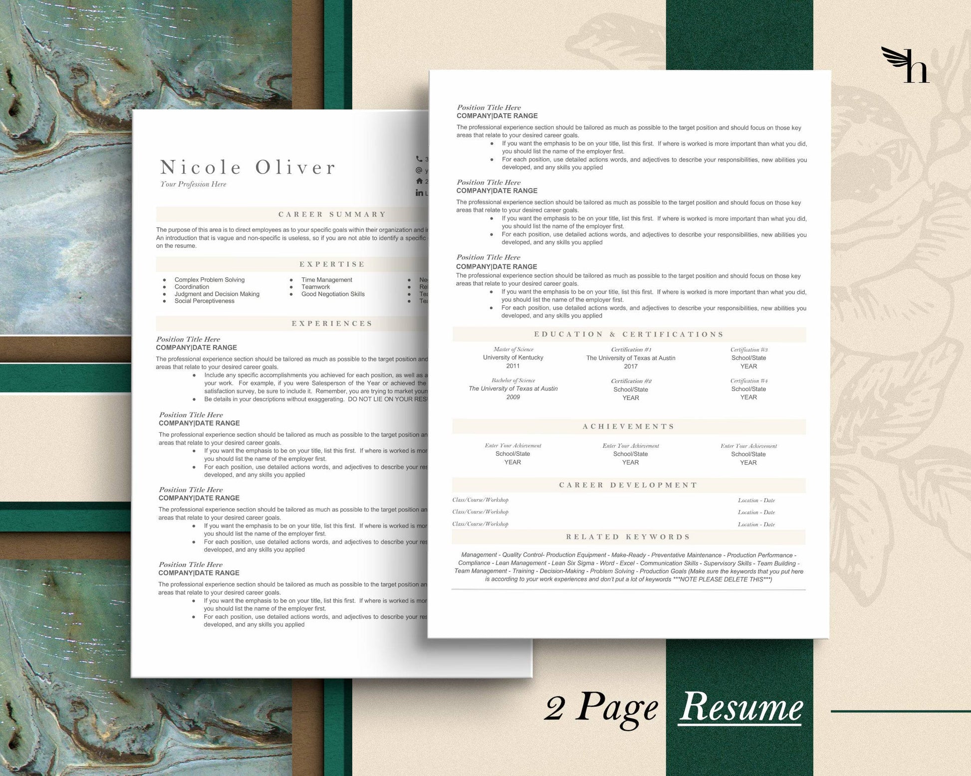 ATS Friendly Resume Template "Nicole" - Hired Guardian