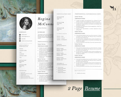 Resume Template with Photo for Apple Pages in Mac or Word - Regina - Hired Guardian