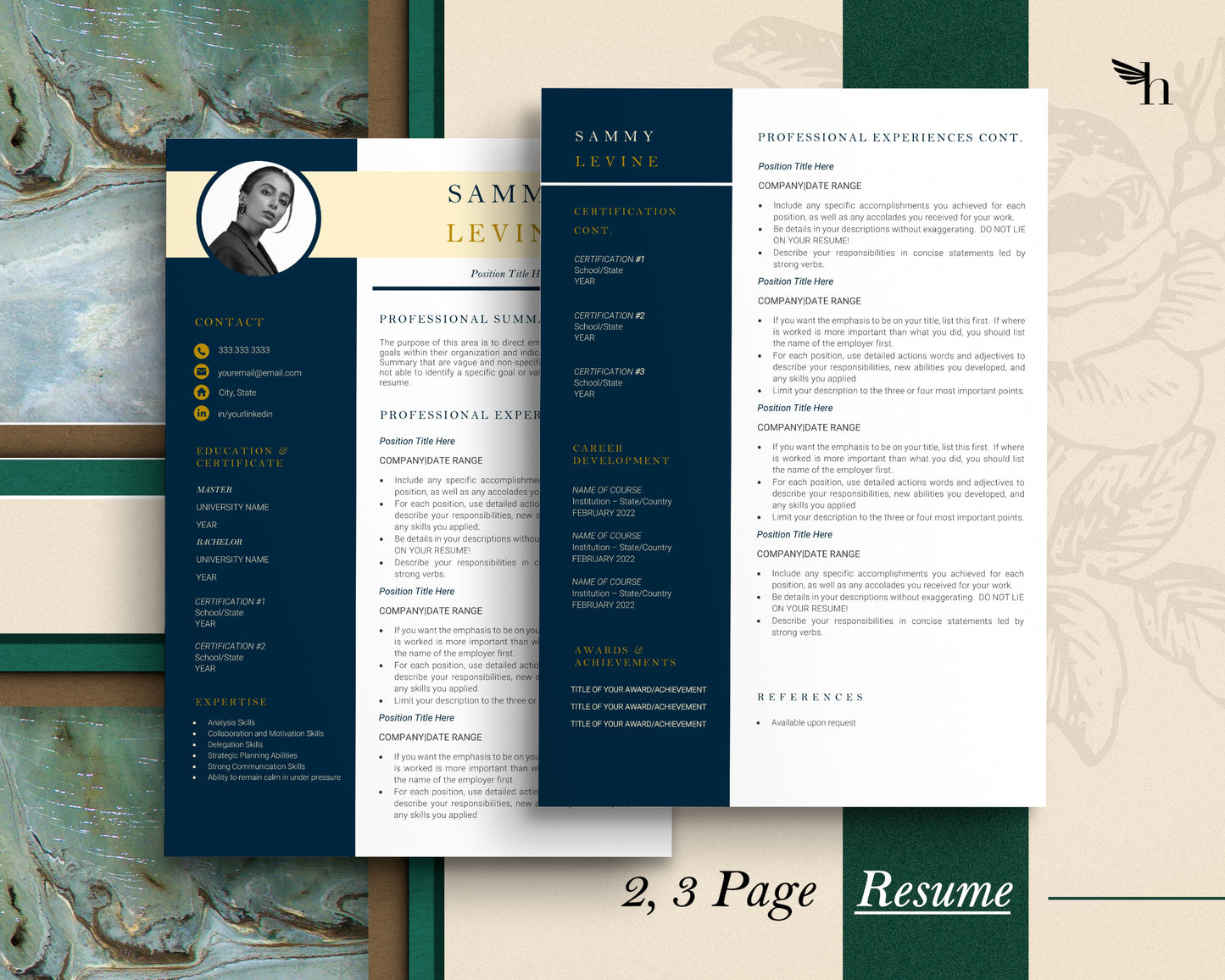 Modern Resume Template with Photo - Sammy - Hired Guardian