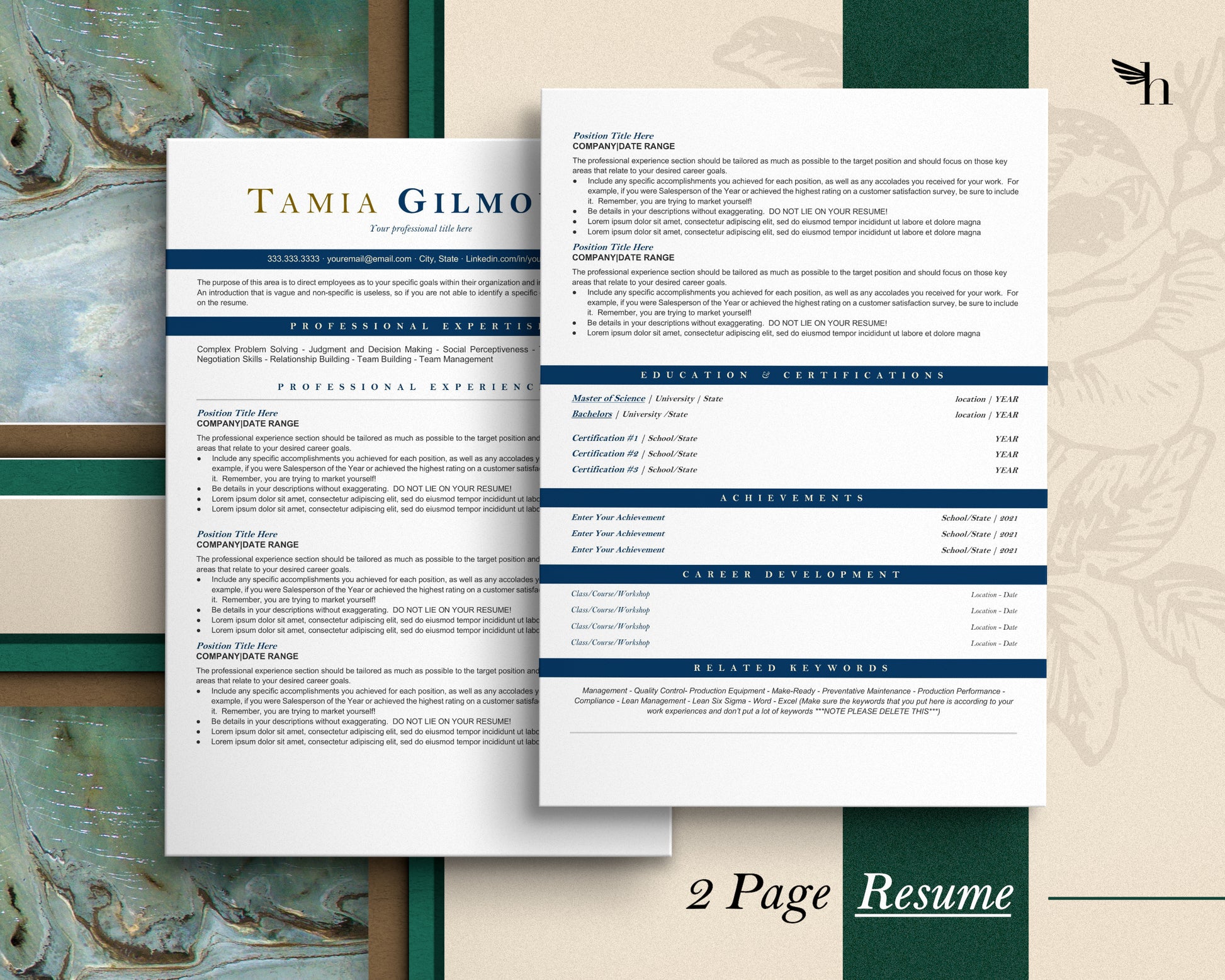 ATS Friendly Resume Template for Google Docs, Word - Tamia - Hired Guardian