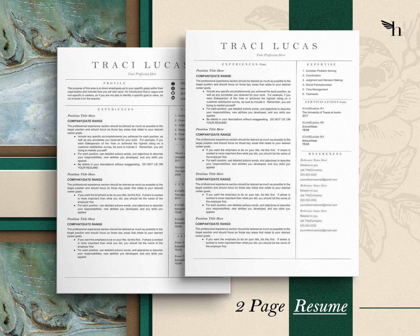 Minimalist Resume Template Google docs, Word and Apple Pages - Traci - Hired Guardian