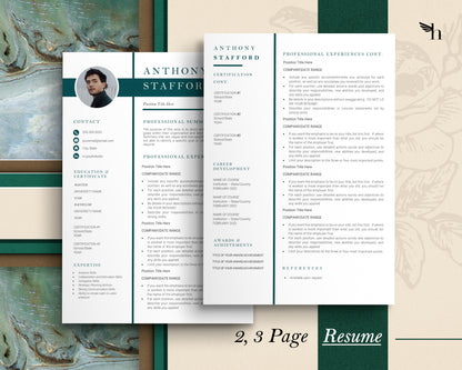 Resume Template with Photo for Apple Pages in Mac or Word - Anthony - Hired Guardian