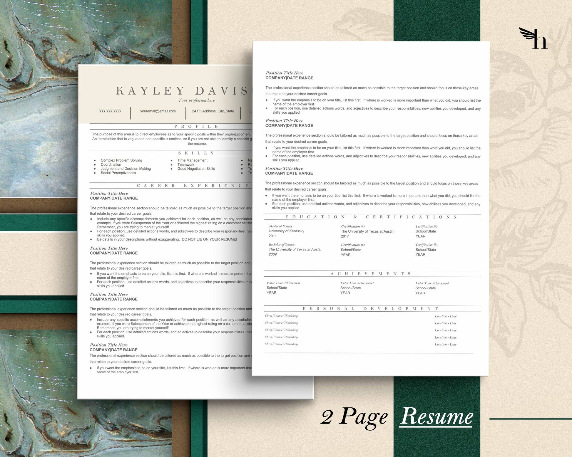 ATS Friendly Resume Template - Kayley - Hired Guardian