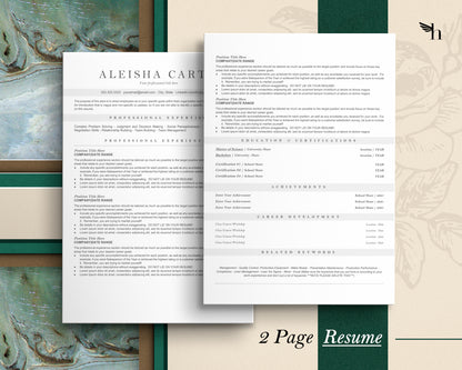 Modern ATS Friendly Resume Template for Google Docs, Word, and Apple Pages - Aleisha - Hired Guardian