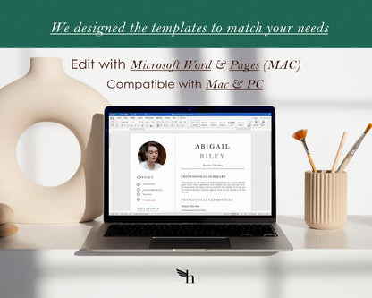 Modern Executive Template with Photo for Apple Pages in Mac or Word - Abigail - Hired Guardian