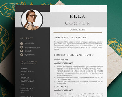 Resume Template with Photo - Ella - Hired Guardian