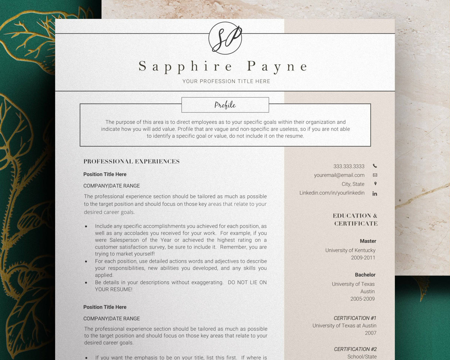 Creative Resume Template with Free Resume Templates - Sapphire - Hired Guardian