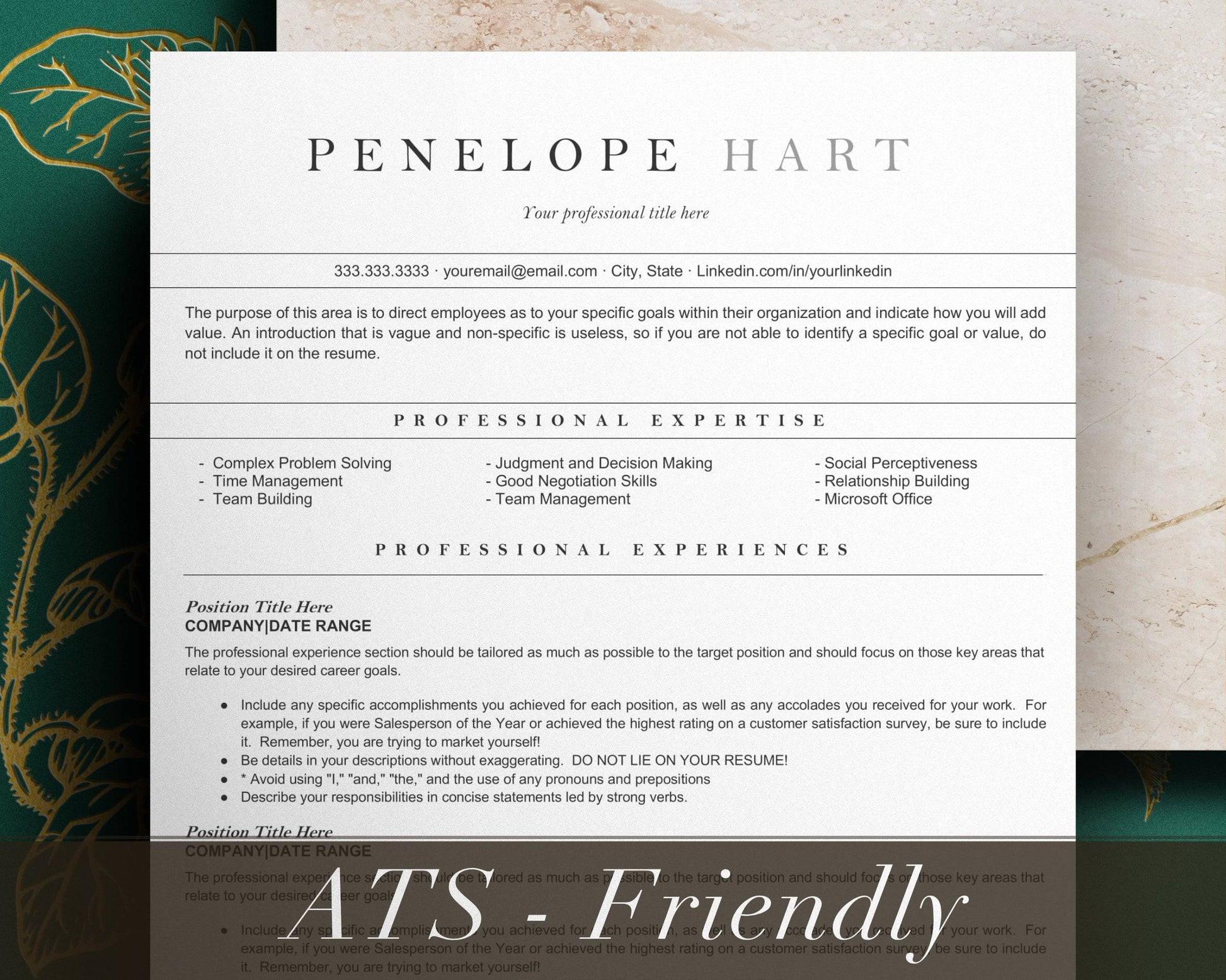 ATS Resume Template for Google Docs, Word, and Apple Pages - New Penelope - Hired Guardian