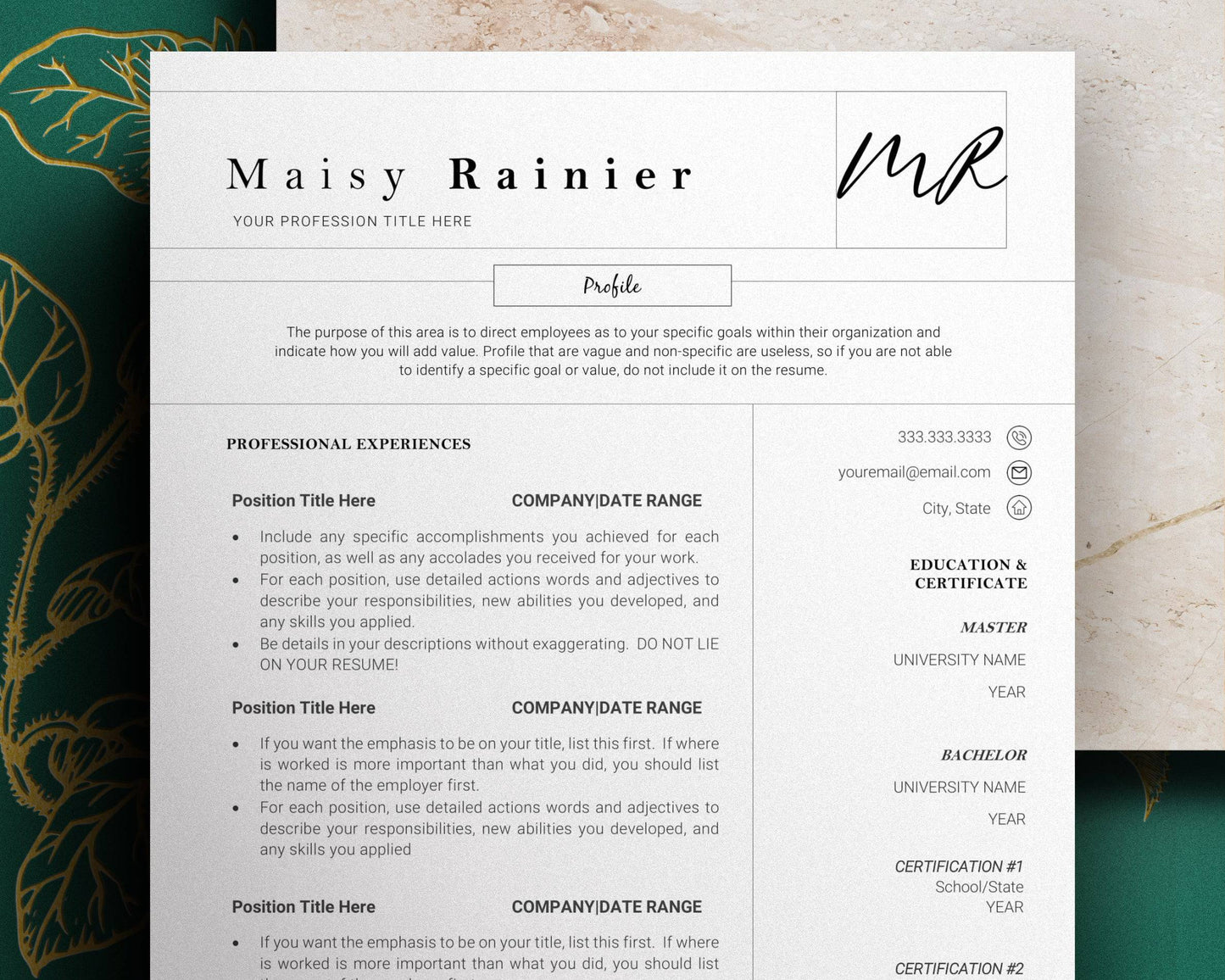 Resume Template with Free Resume Templates - Chloe - Hired Guardian