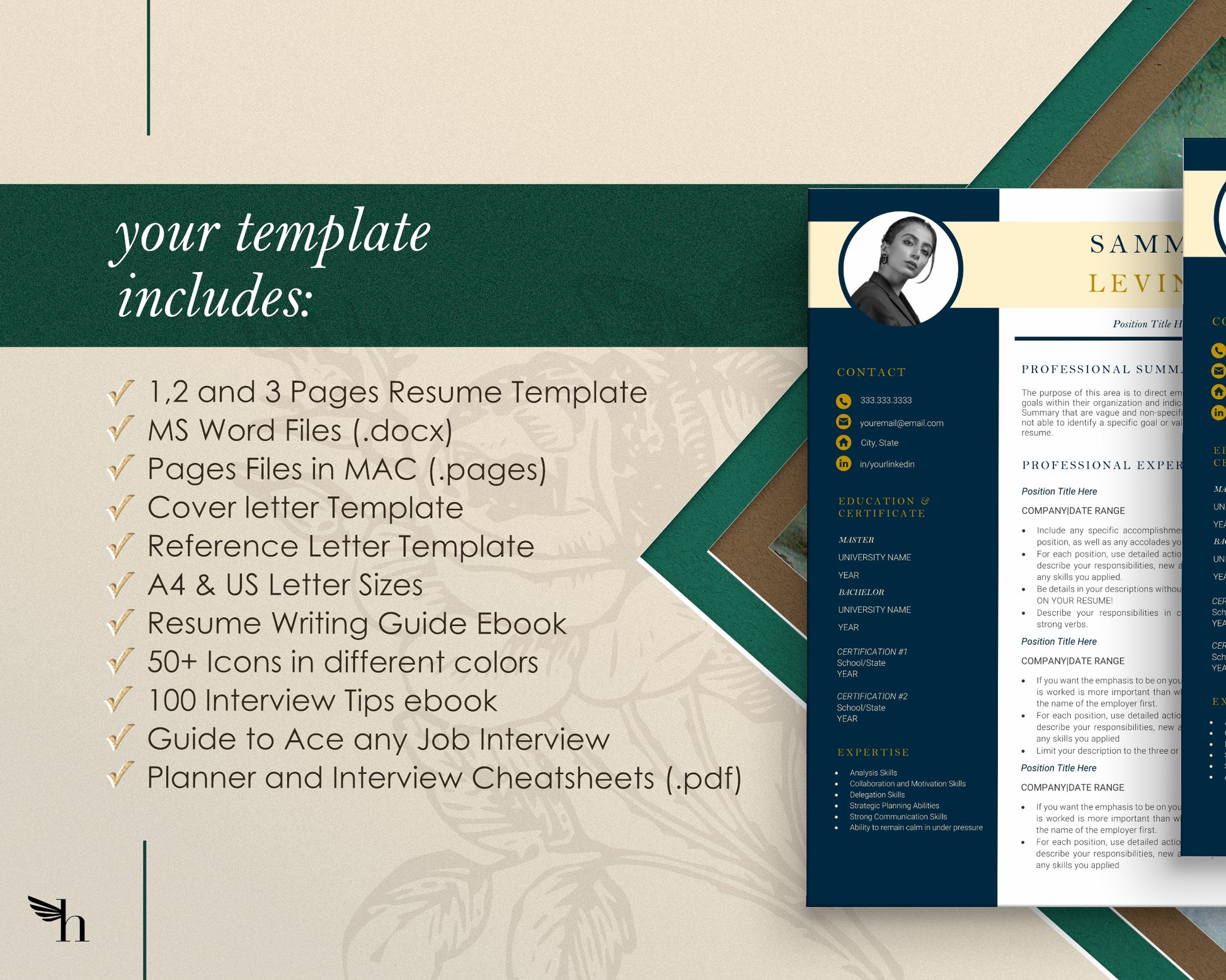 Modern Resume Template with Photo - Sammy - Hired Guardian