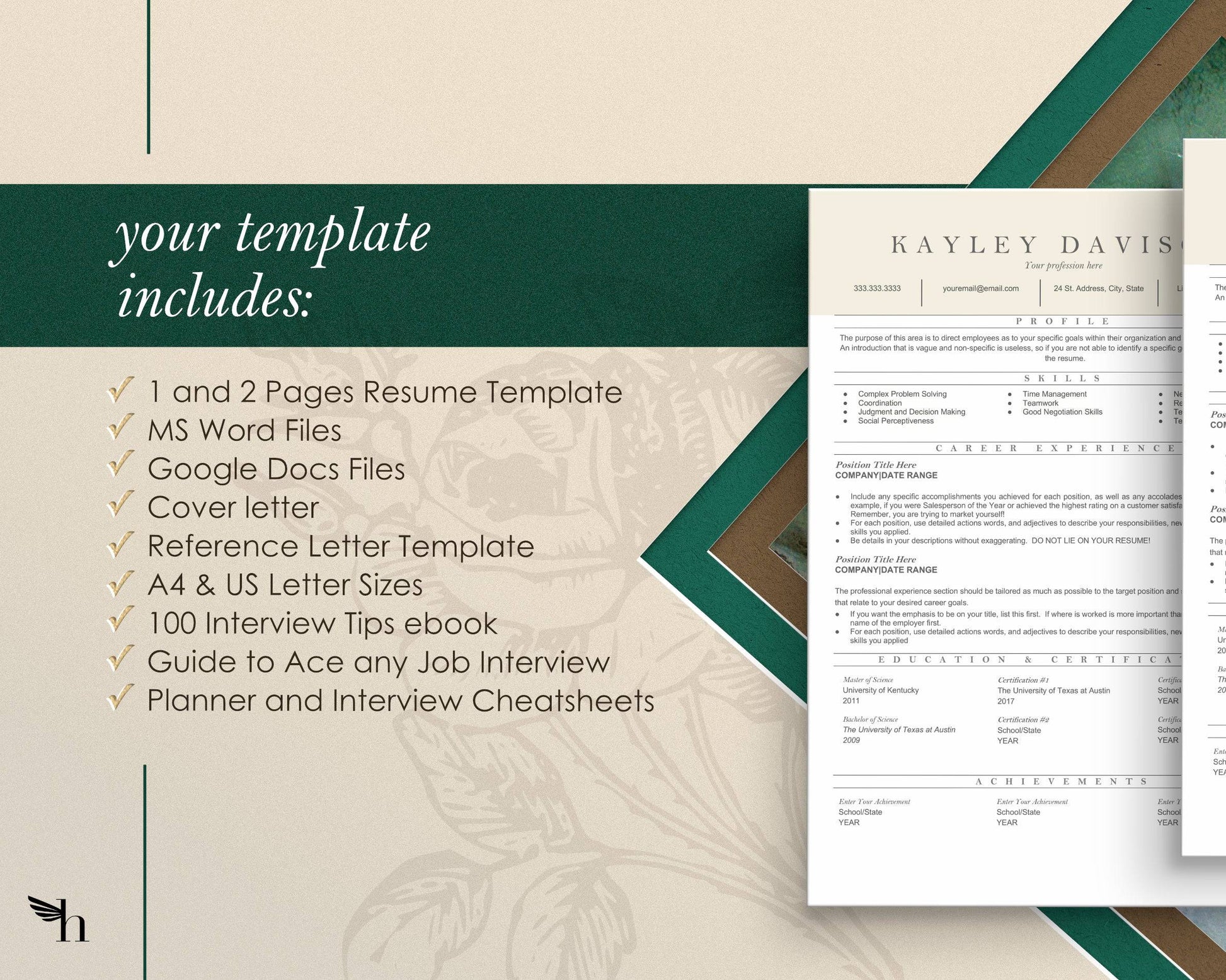 ATS Friendly Resume Template - Kayley - Hired Guardian