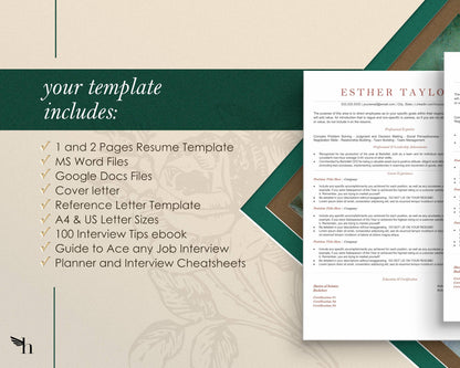 ATS-Friendly Resume Template Google Docs, Apple Pages - Esther - Hired Guardian