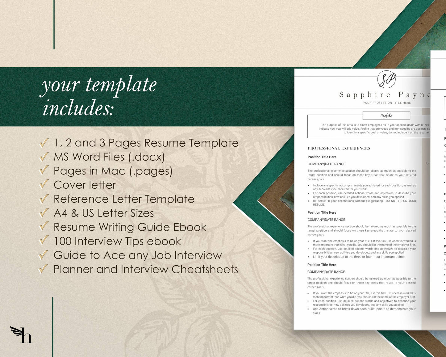 Creative Resume Template with Free Resume Templates - Sapphire - Hired Guardian