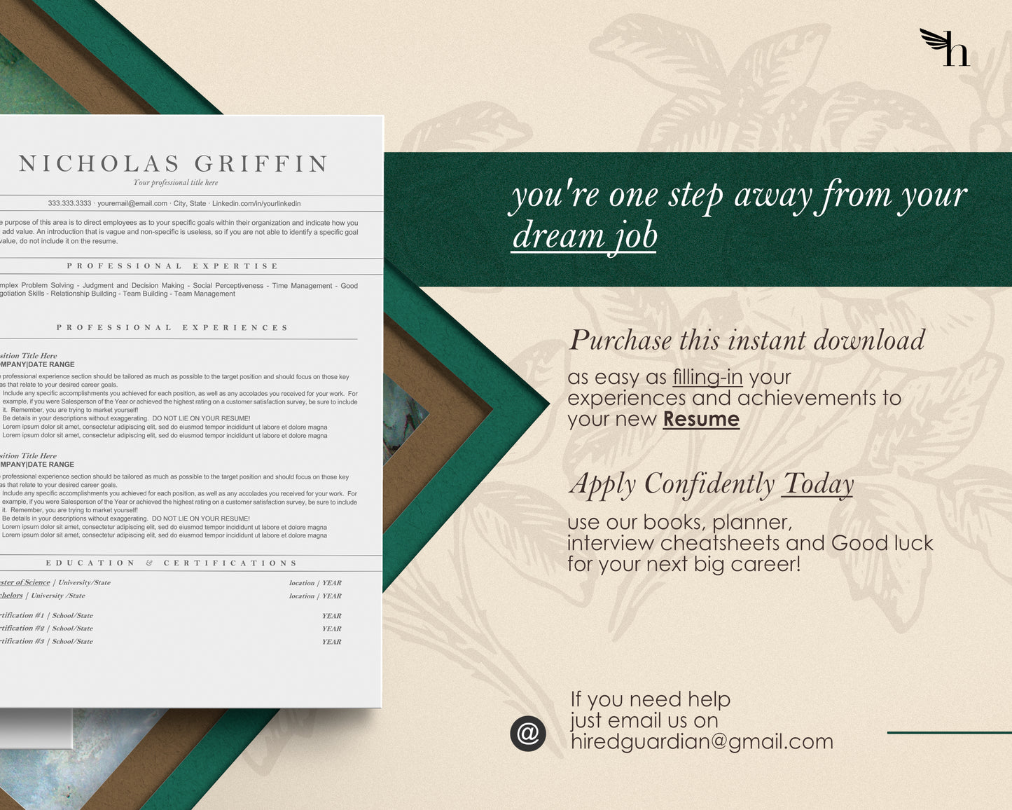 Modern ATS Resume Template for Google Docs, Word, and Apple Pages - Nicholas - Hired Guardian