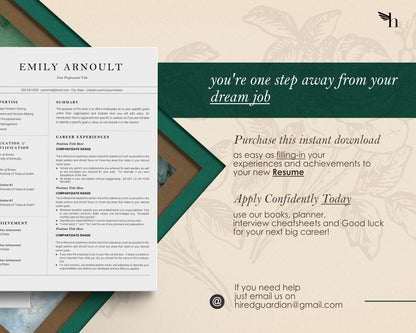 Professional Resume Template Google docs, Word and Apple Pages - Emily - Hired Guardian