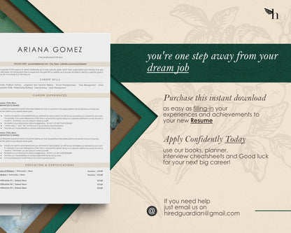 Modern ATS Friendly Resume Template for Google Docs, Apple Pages - Ariana - Hired Guardian