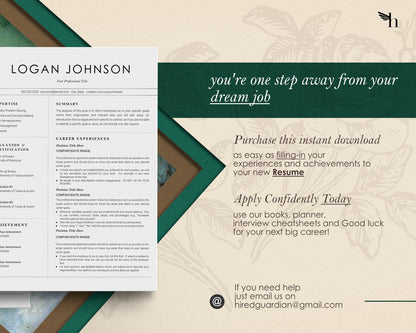 Modern Resume Template Google docs, Word and Apple Pages - Logan - Hired Guardian