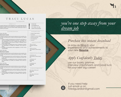 Minimalist Resume Template Google docs, Word and Apple Pages - Traci - Hired Guardian