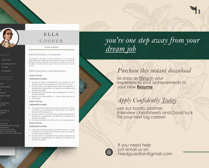 Resume Template with Photo - Ella - Hired Guardian