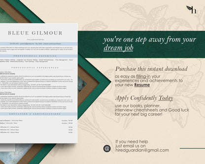 ATS Friendly Resume Template for Google Docs, Word, and Apple Pages - BLEUE - Hired Guardian