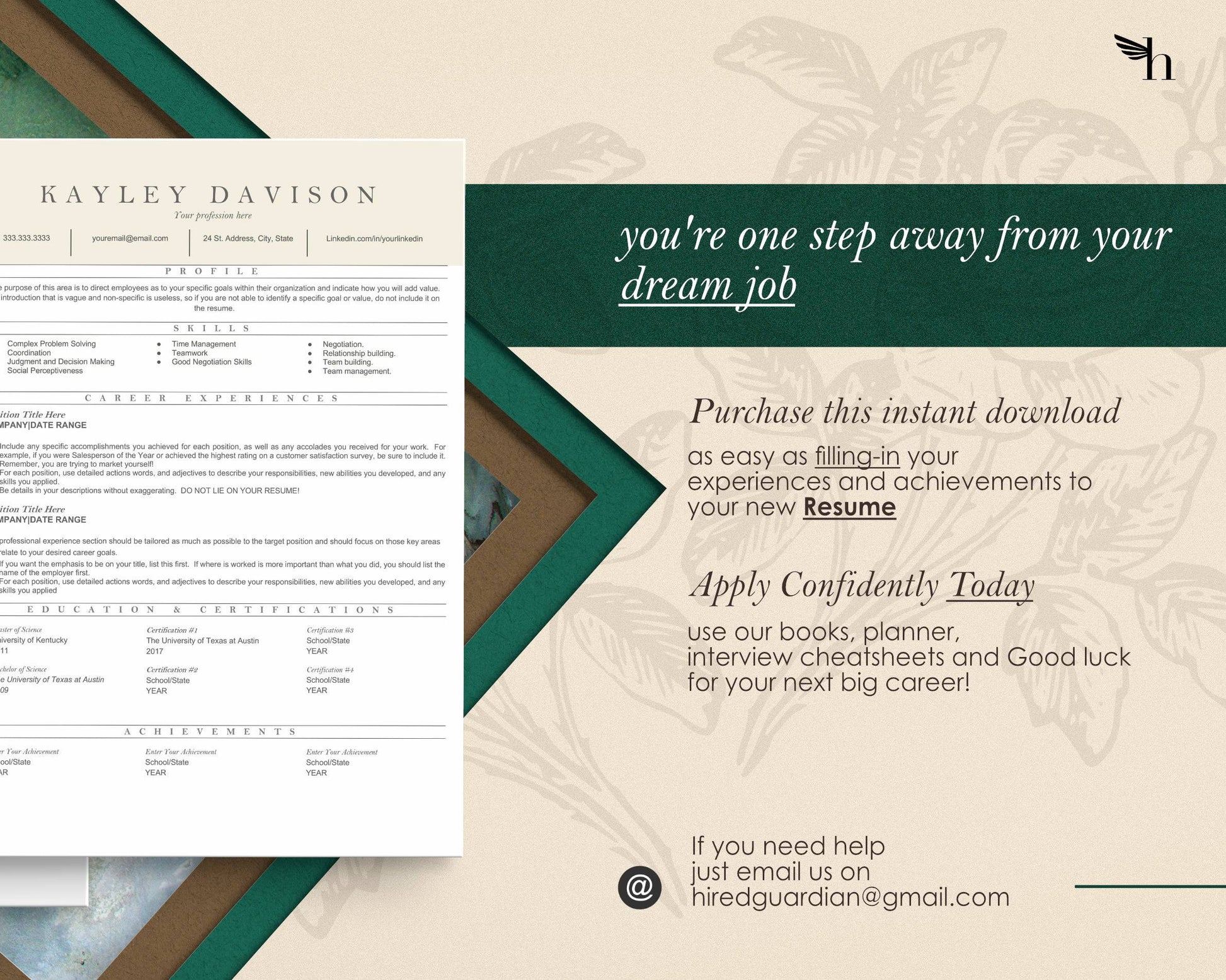 ATS Friendly Resume Template - Kayley - Hired Guardian