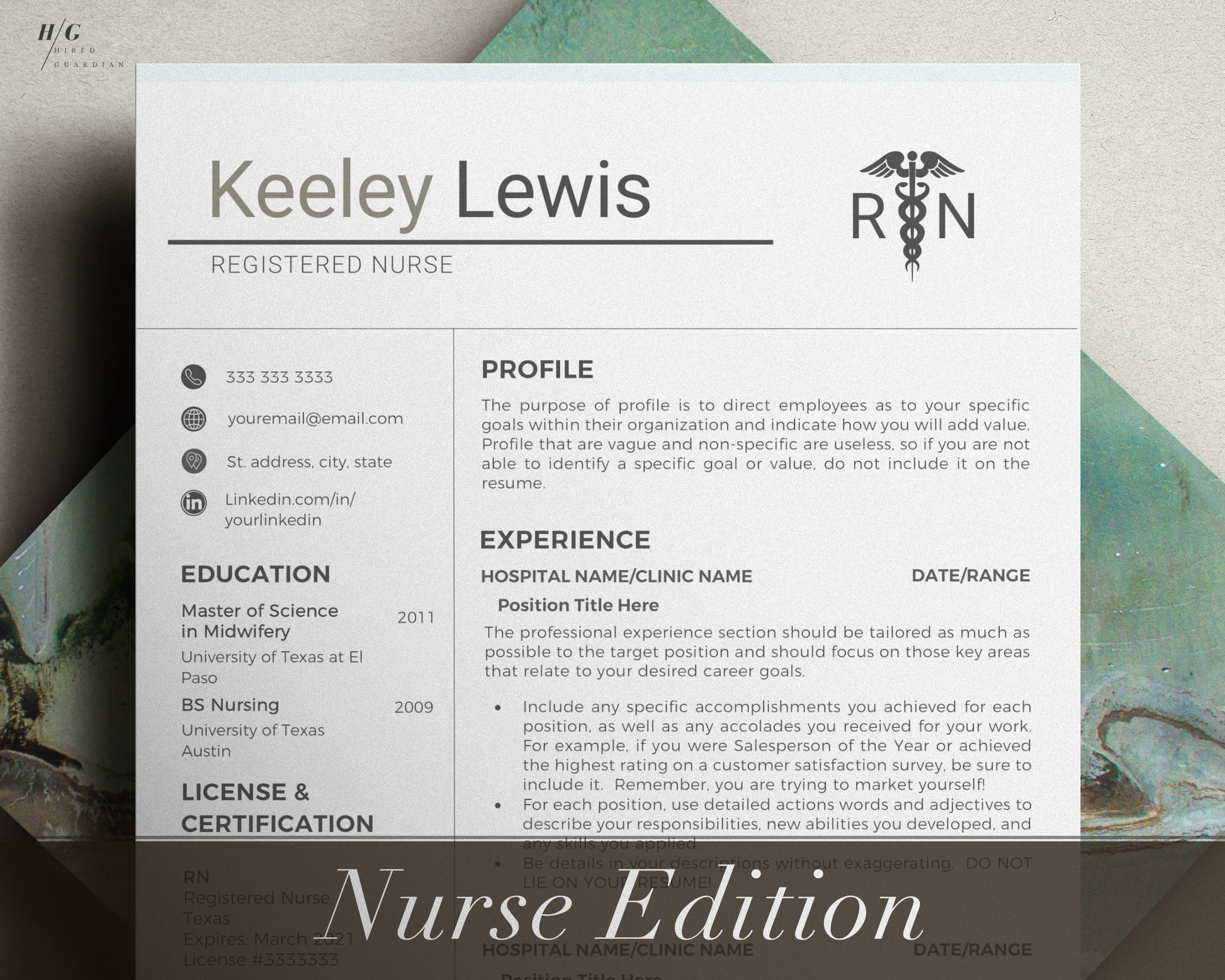 Nurse Resume Template, Resume Template Nurse, RN Resume Template, Resume Template Word, Modern Resume Template, Resume Template Modern