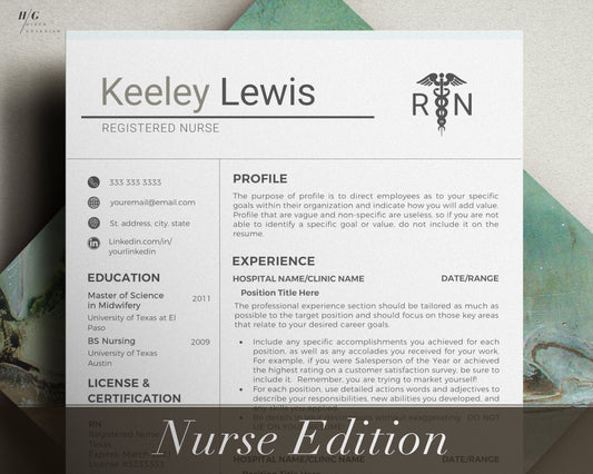 Nurse Resume Template, Resume Template Nurse, RN Resume Template, Resume Template Word, Modern Resume Template, Resume Template Modern