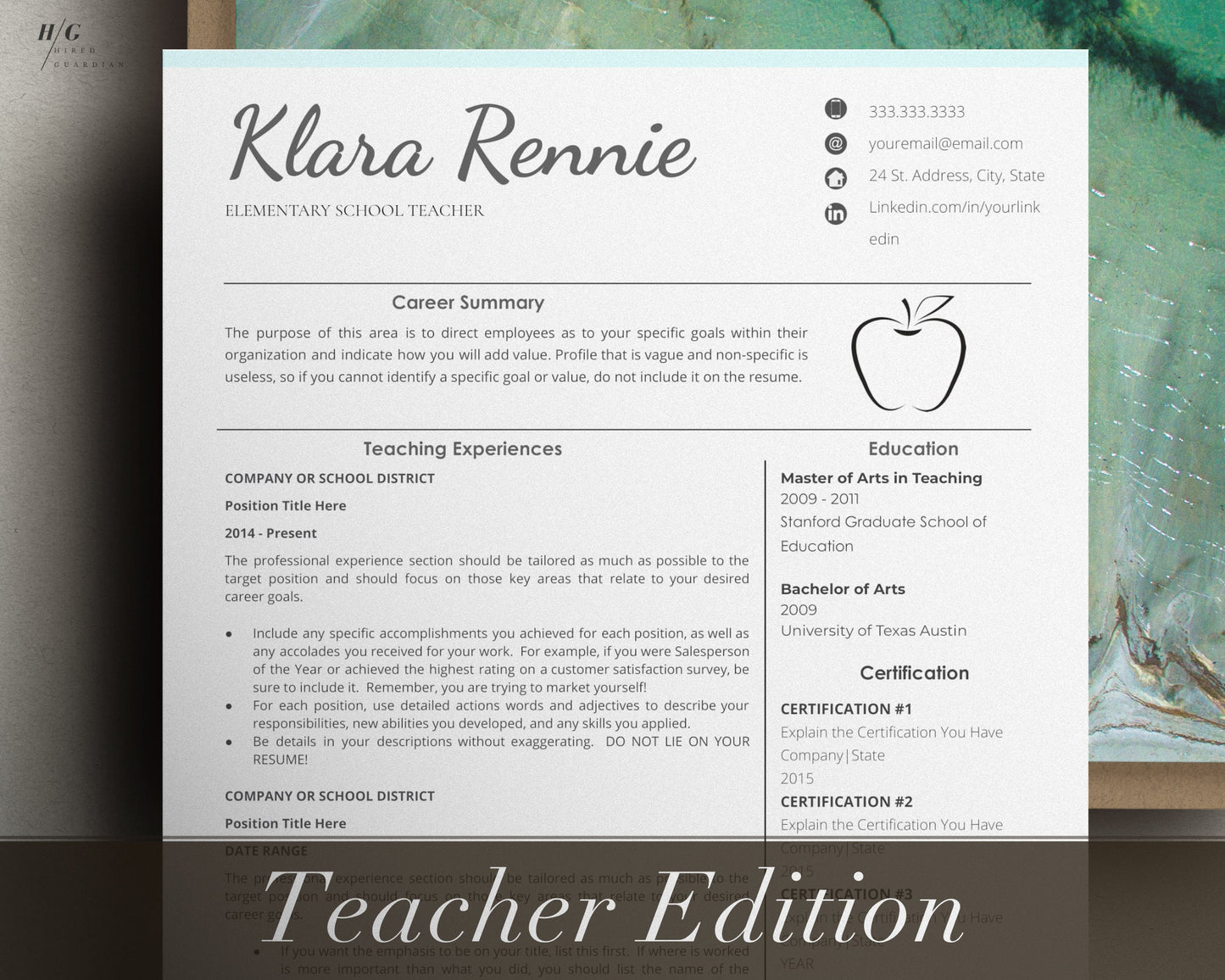 Elementary School Teacher Resume Template, resume template google docs, School Teacher CV Template for Word, Secondary School Teacher