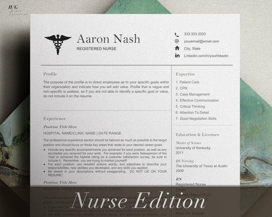 Nurse Resume Template, Student Nurse Resume, Registered Nurse Resume Template, Resume Template word, Nursing cv, Resume template nurse