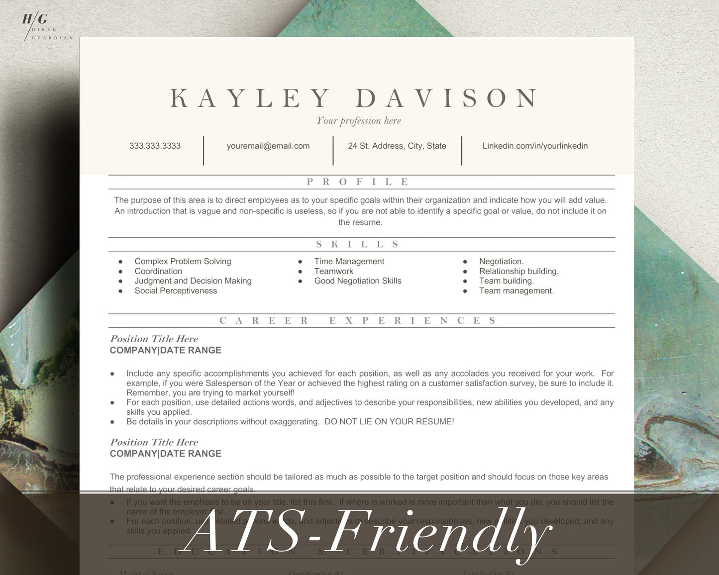 ATS Resume Template Compatible in Google Docs and MS Word, ATS Functional Resume Template, Resume Template Word, Resume Template Google Docs